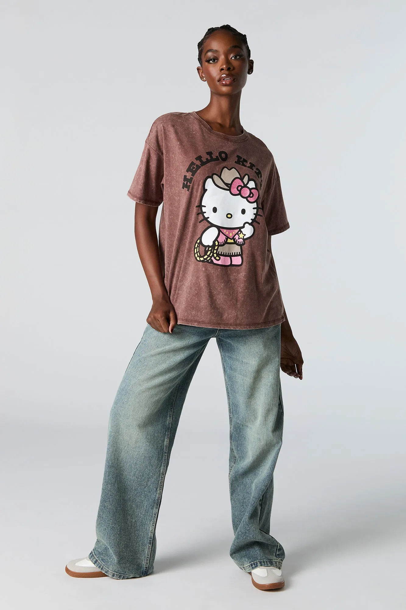 Hello Kitty Cowgirl Graphic Washed Boyfriend T-Shirt sold by Urban Planet product image thumbnail 2