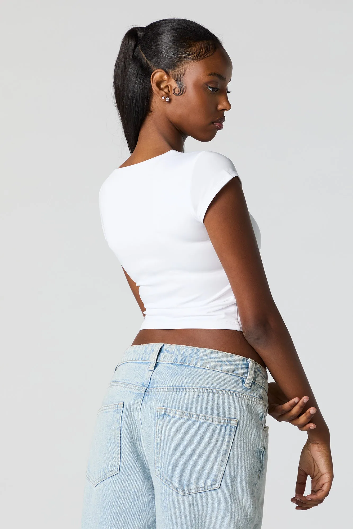 Contour Square Neck Cropped T-Shirt sold by Urban Planet product image thumbnail 5