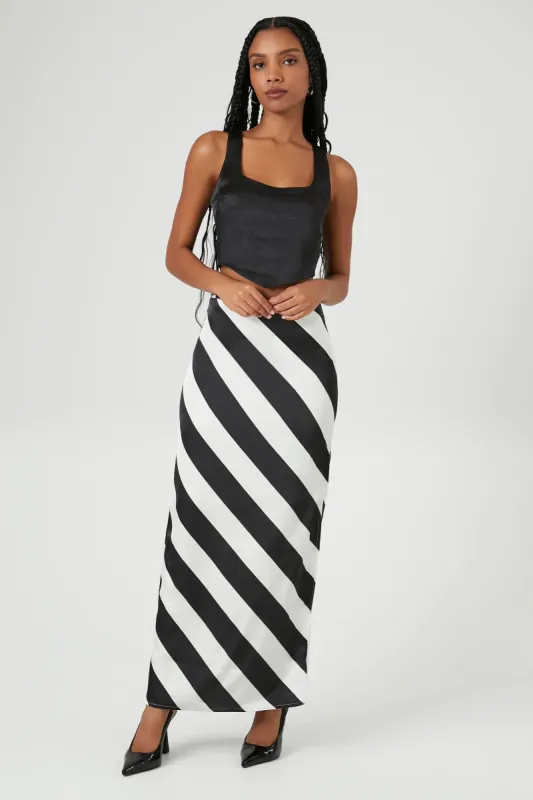 Satin Striped Maxi Skirt sold by Urban Planet