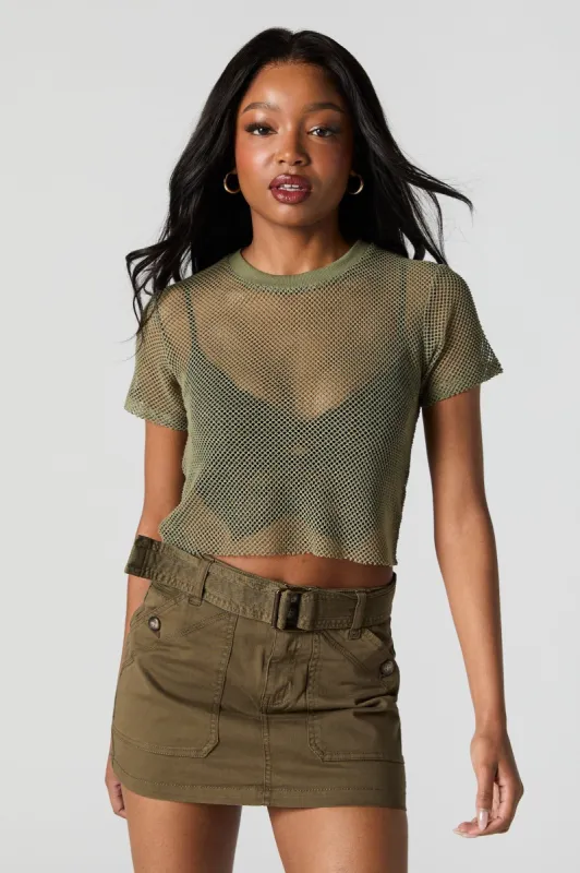 T-shirt ultracourt en filet sold by Urban Planet