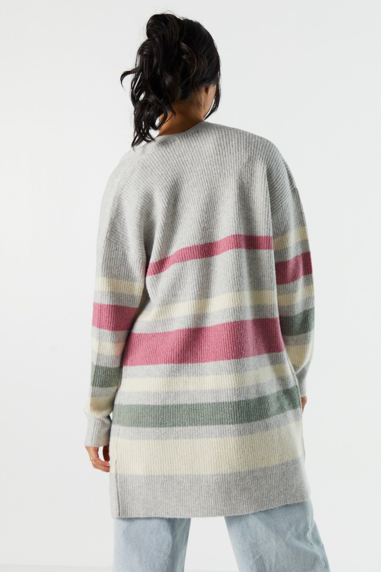 Striped Knit Open Front Cardigan sold by Urban Planet product image thumbnail 5