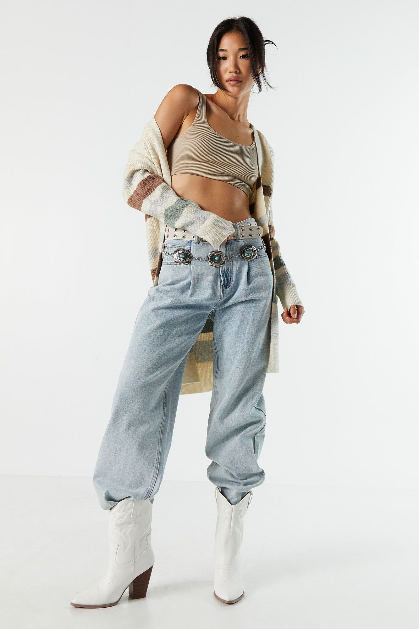 Striped Knit Open Front Cardigan sold by Urban Planet product image thumbnail 3