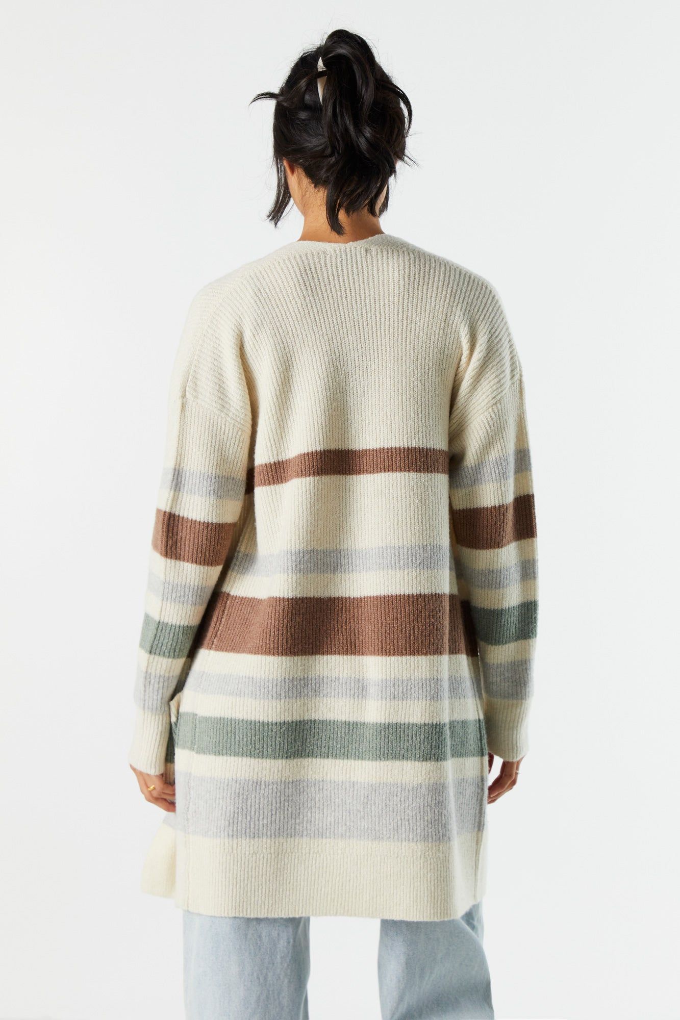 Striped Knit Open Front Cardigan sold by Urban Planet product image thumbnail 2