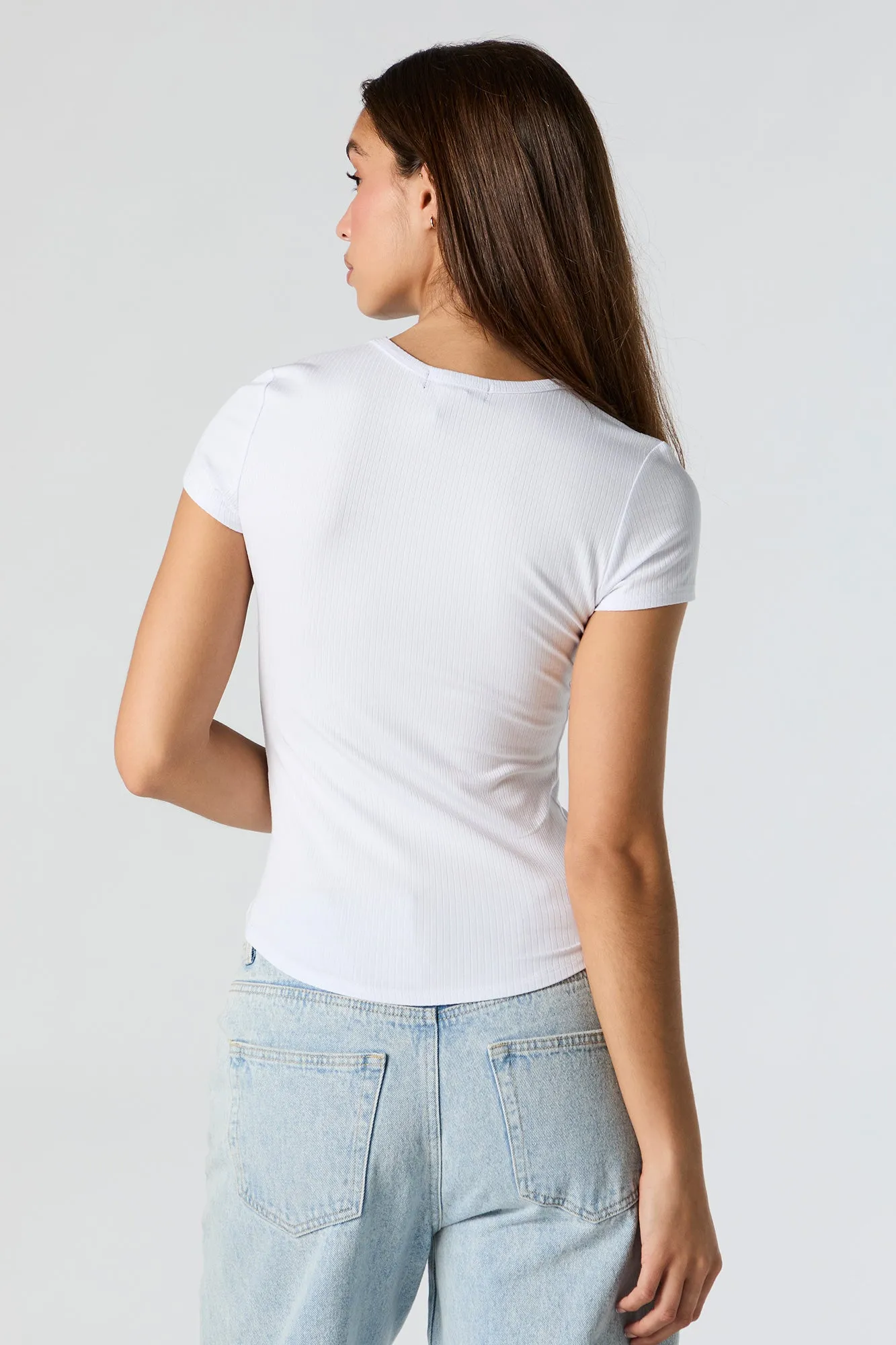 Ribbed Curve Hem T-Shirt sold by Urban Planet product image thumbnail 2