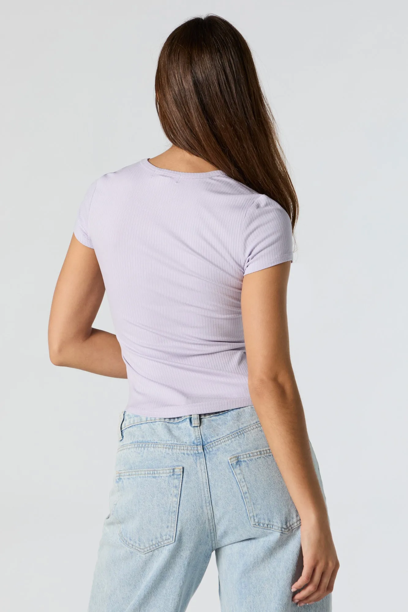Ribbed Curve Hem T-Shirt sold by Urban Planet product image thumbnail 5