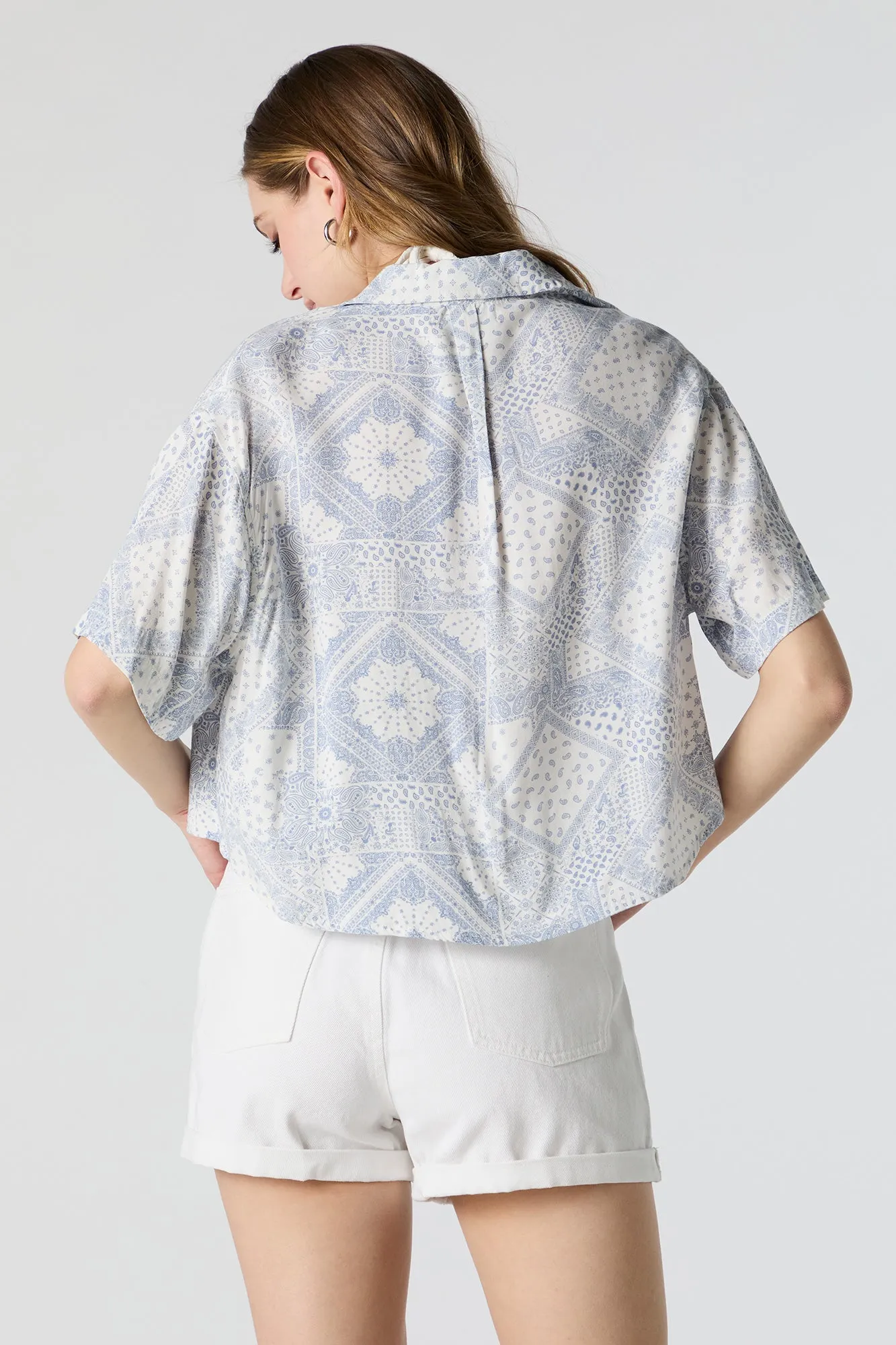 Paisley Print Cropped Button-Up Top sold by Urban Planet product image thumbnail 2