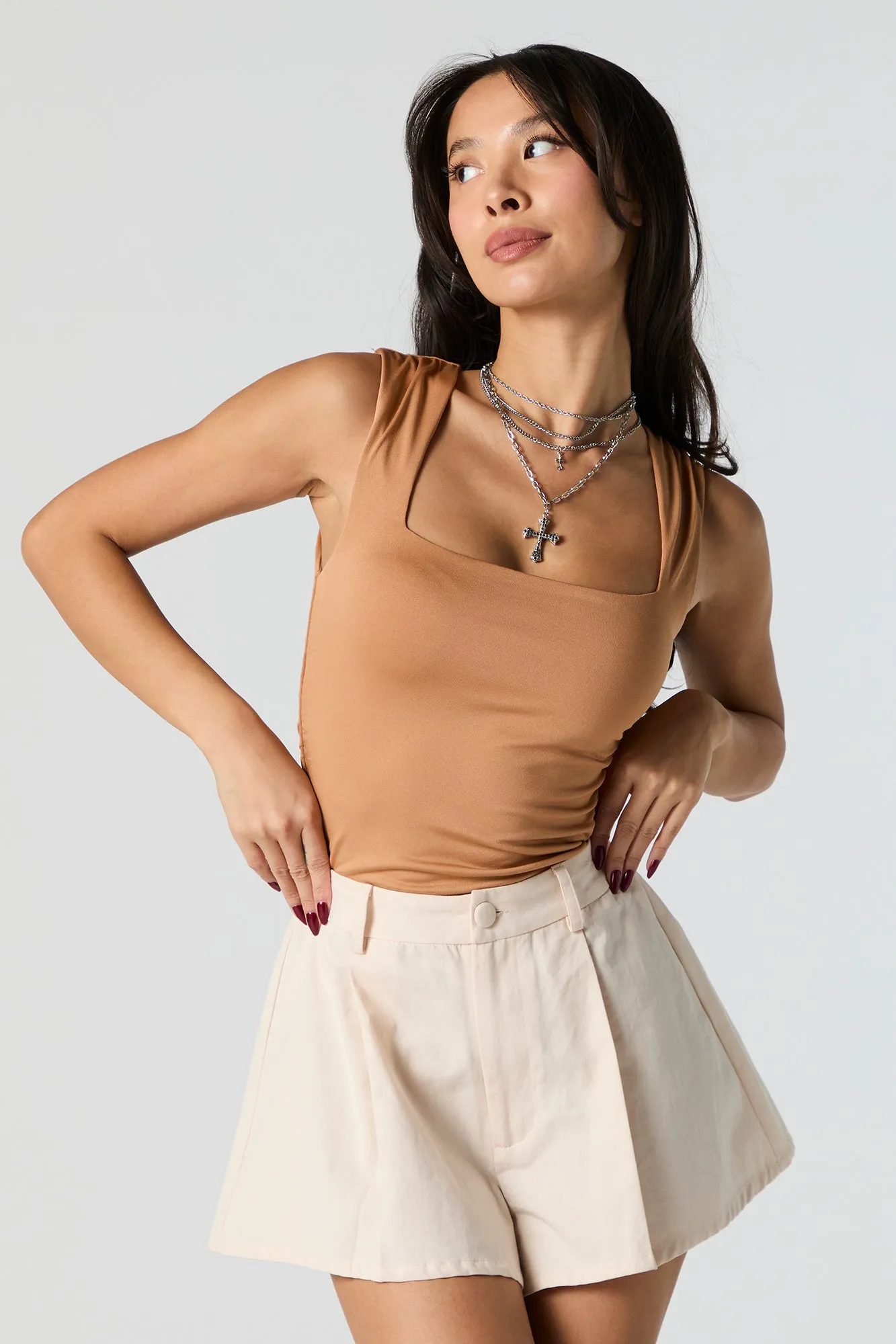 Contour Square Neck Ruched Bodysuit sold by Urban Planet