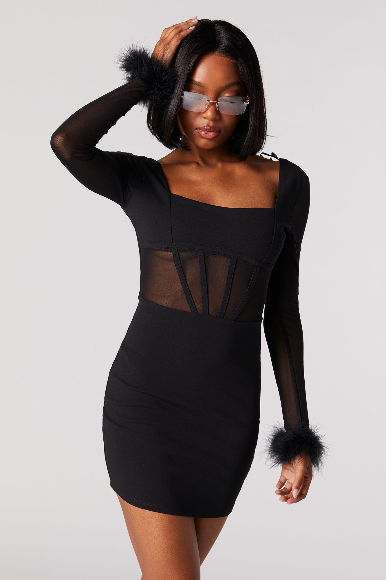 Mesh Sleeve Corset Dress sold by Urban Planet product image thumbnail 2