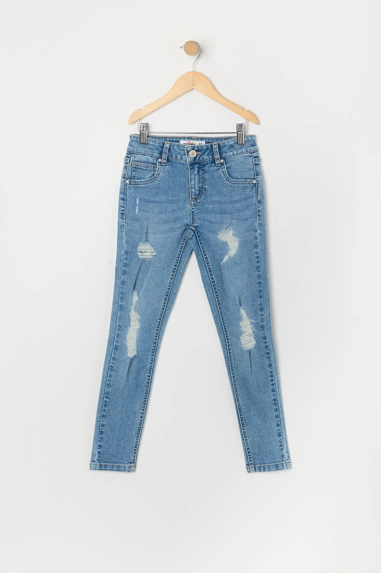 Girls Mid Rise Distressed Skinny Jean sold by Urban Planet product image thumbnail 3