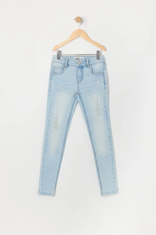 Girls Mid Rise Distressed Skinny Jean sold by Urban Planet
