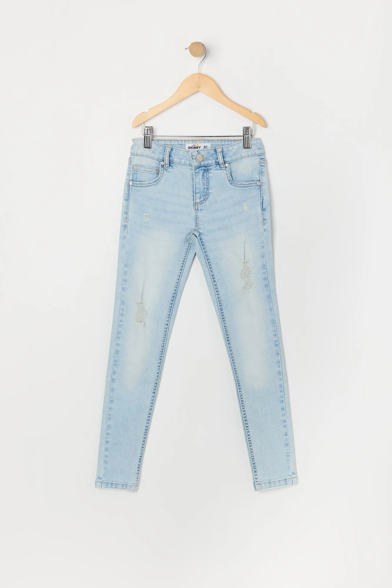 Girls Mid Rise Distressed Skinny Jean sold by Urban Planet