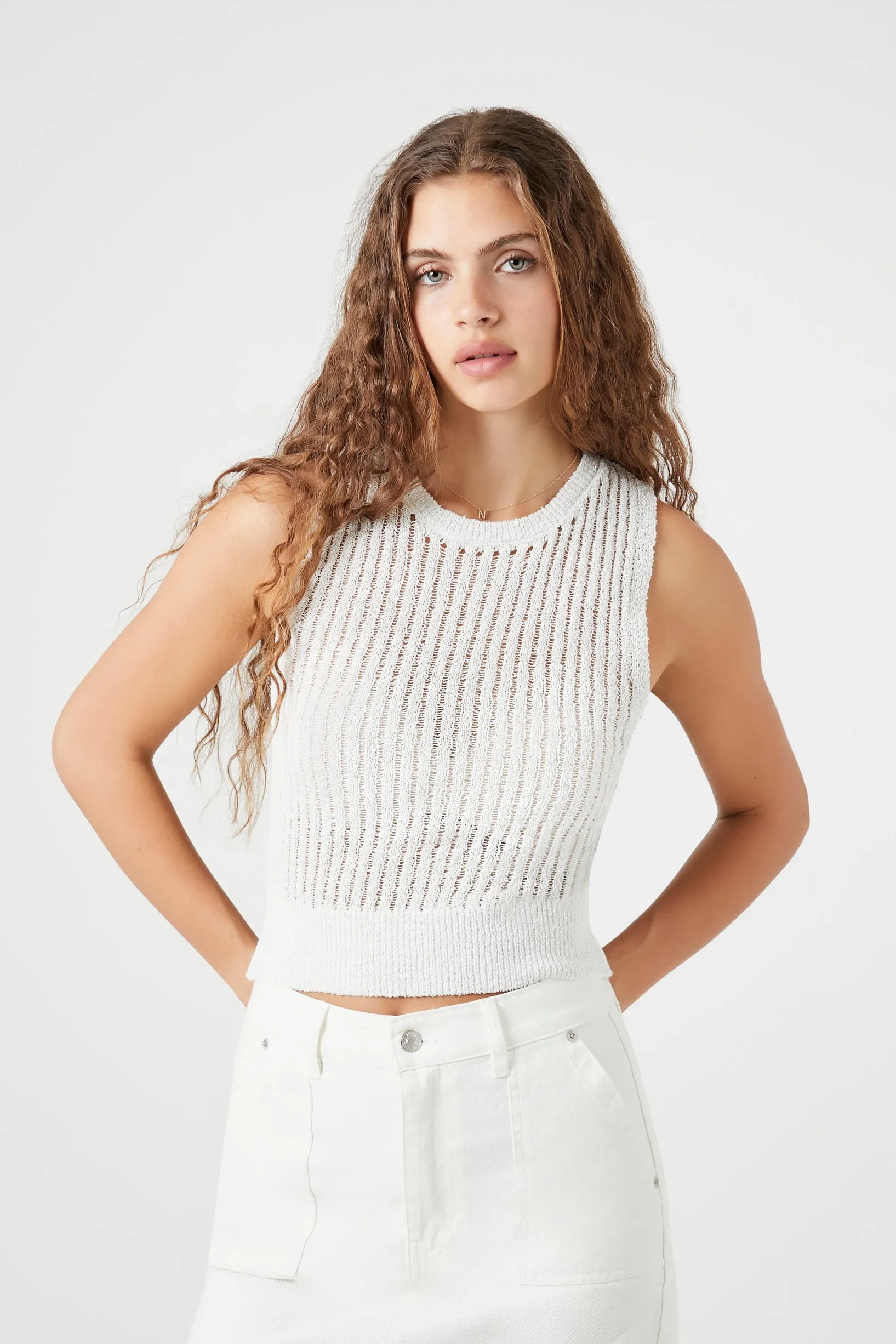 Débardeur en tricot ajouré diaphane sold by Urban Planet