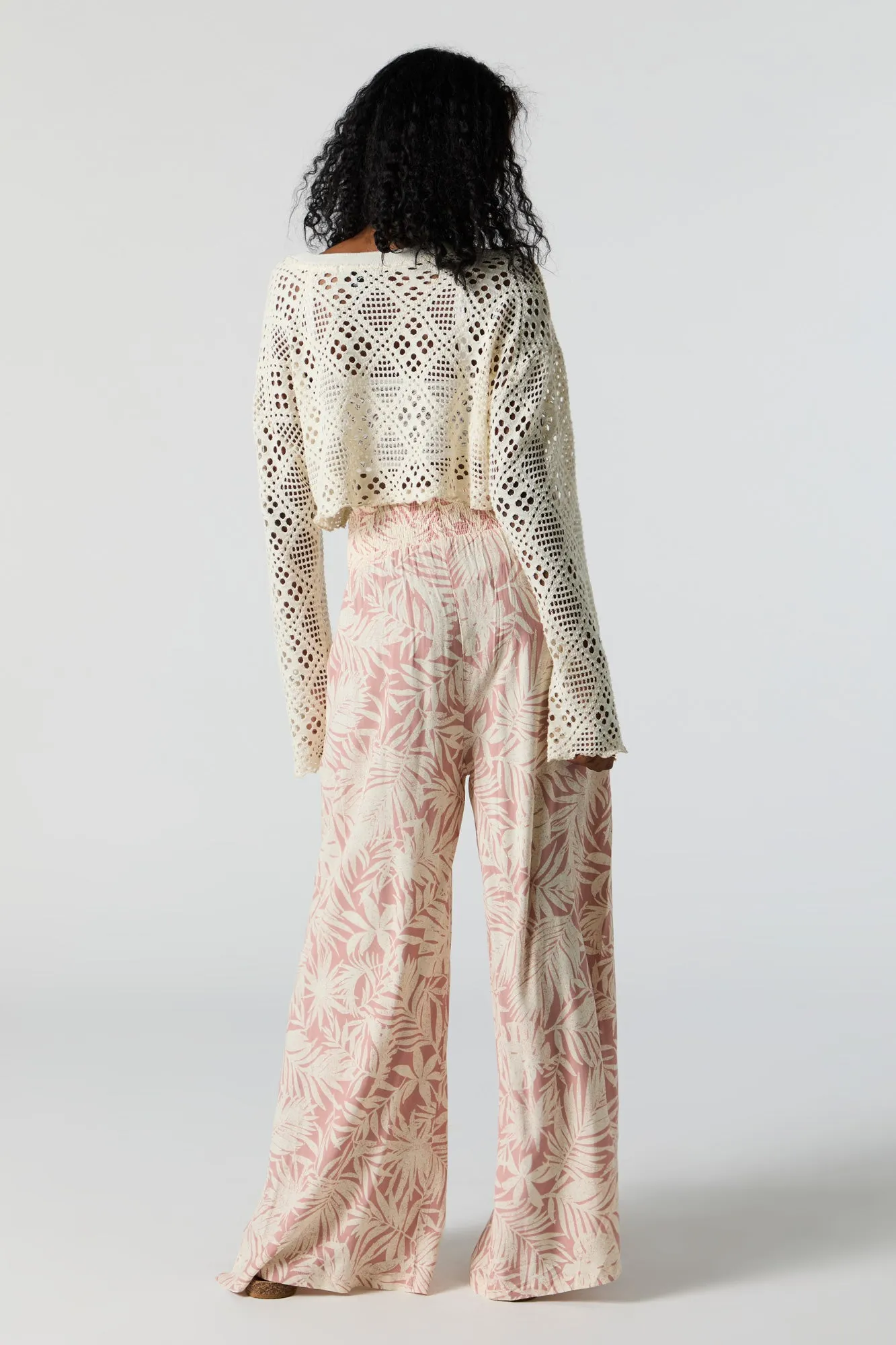 Leaf Print Smocked Palazzo Pant sold by Urban Planet product image thumbnail 3