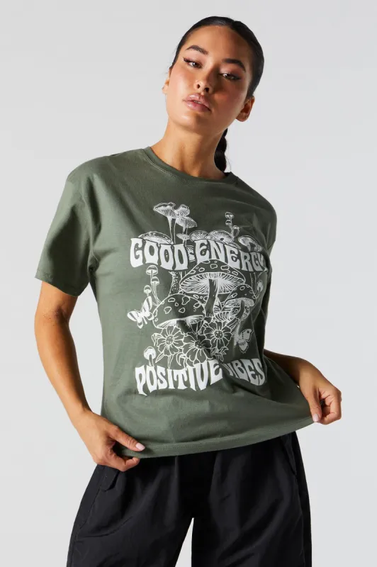T-shirt de coupe garçonne à imprimé Positive Vibes sold by Urban Planet