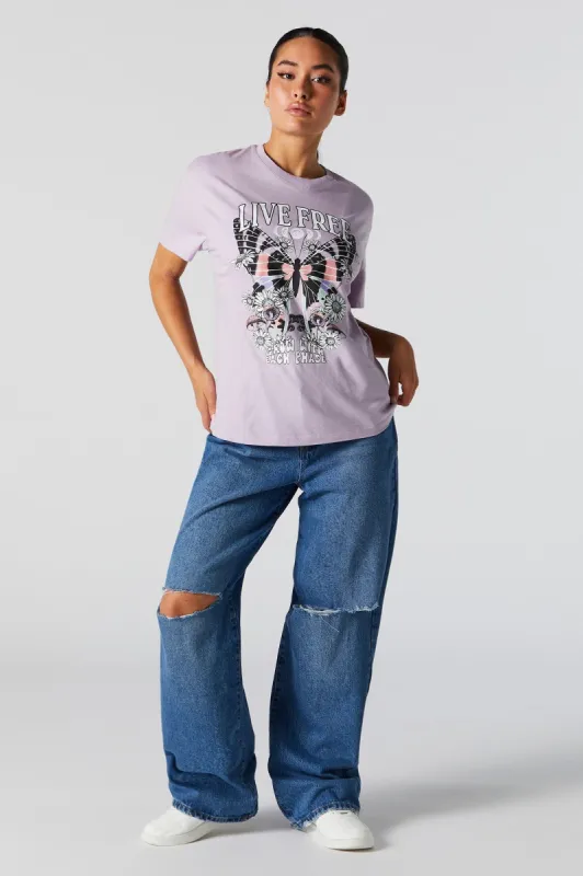 Live Free Graphic Boyfriend T-Shirt sold by Urban Planet