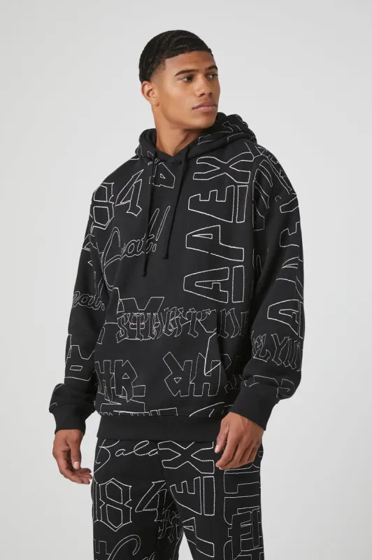 Stitched Text Hoodie sold by Urban Planet