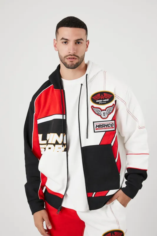 Colourblock Zip-Up Moto Hoodie sold by Urban Planet