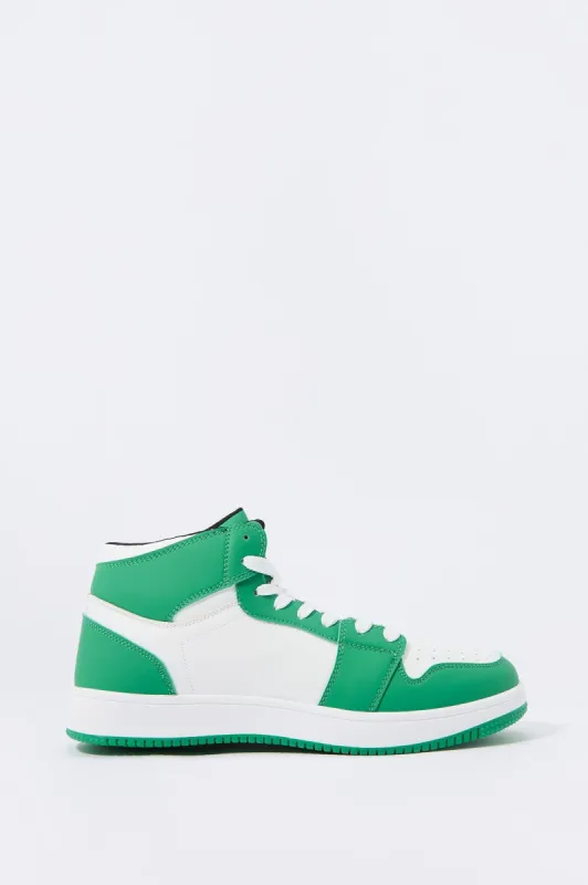 Faux Leather Colourblock High Top Sneaker sold by Urban Planet