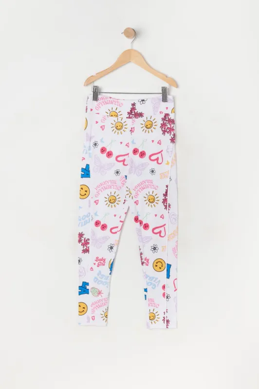 Girls Soft Emoji Print Leggings made by Urban Planet