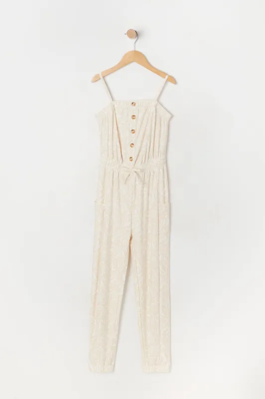 Girls Soft Floral Print Button-Up Jumpsuit sold by Urban Planet