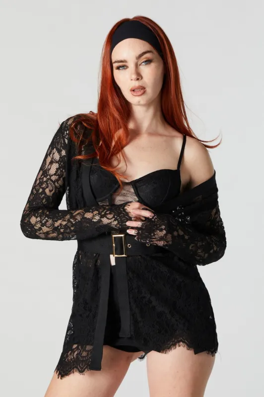 Lace Belted Cardigan sold by Urban Planet