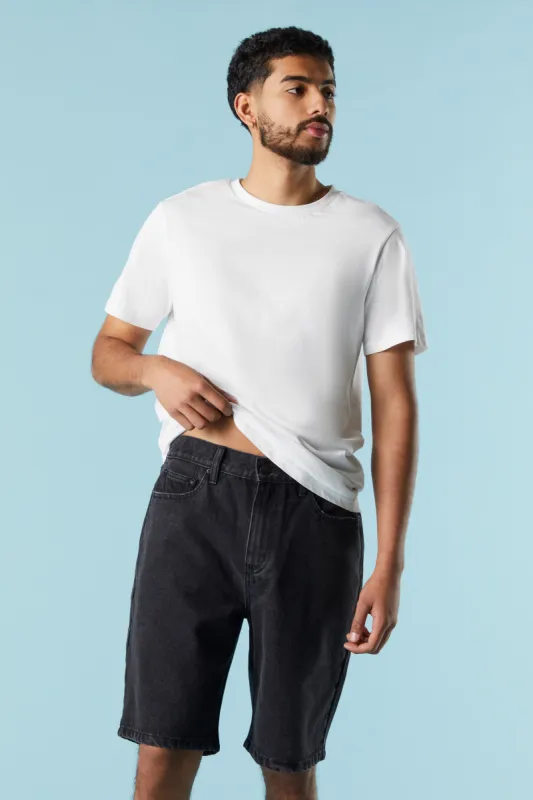 Relaxed Black Wash Denim Short sold by Urban Planet