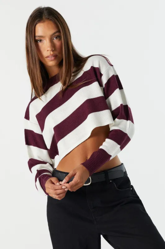 Striped Cropped Crewneck Sweater sold by Urban Planet