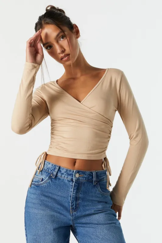 Surplice Drawstring Long Sleeve Top sold by Urban Planet