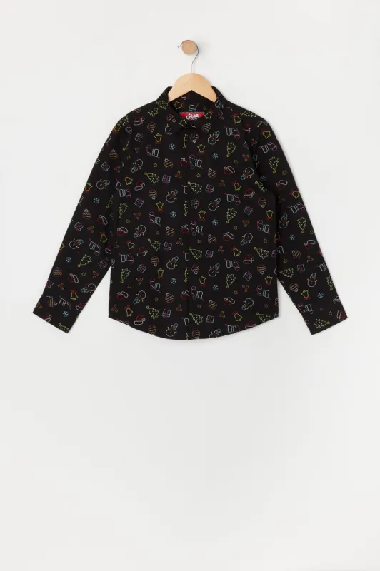 Boys Neon Xmas Print Button-Up Top sold by Urban Planet