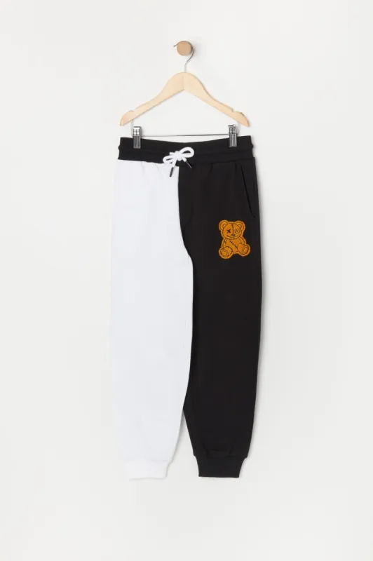 Boys Fleece Split Bear Embroidered Jogger sold by Urban Planet