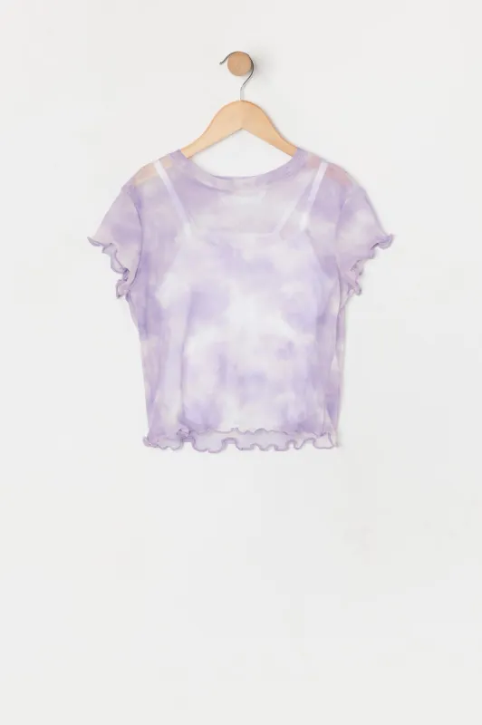 Girls Tie-Dye Mesh T-Shirt and Tank 2 Piece Set sold by Urban Planet