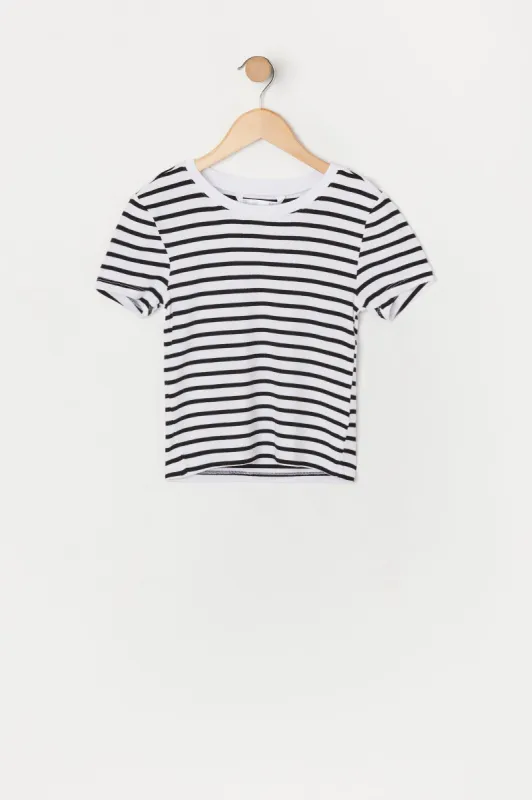 Girls Striped Ribbed Baby Tee sold by Urban Planet
