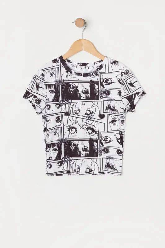 Girls Anime Print T-Shirt sold by Urban Planet