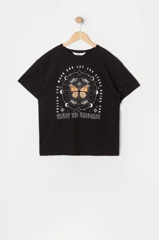 Girls Trust The Universe Graphic Oversized T-Shirt sold by Urban Planet