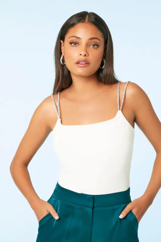Rhinestone Cami Bodysuit made by Forever 21