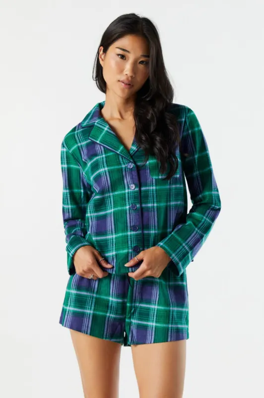 Plaid Print Flannel Pajama Short sold by Urban Planet