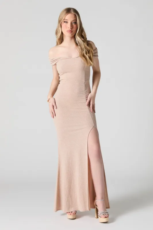 Sparkle Off Shoulder Maxi Dress sold by Urban Planet