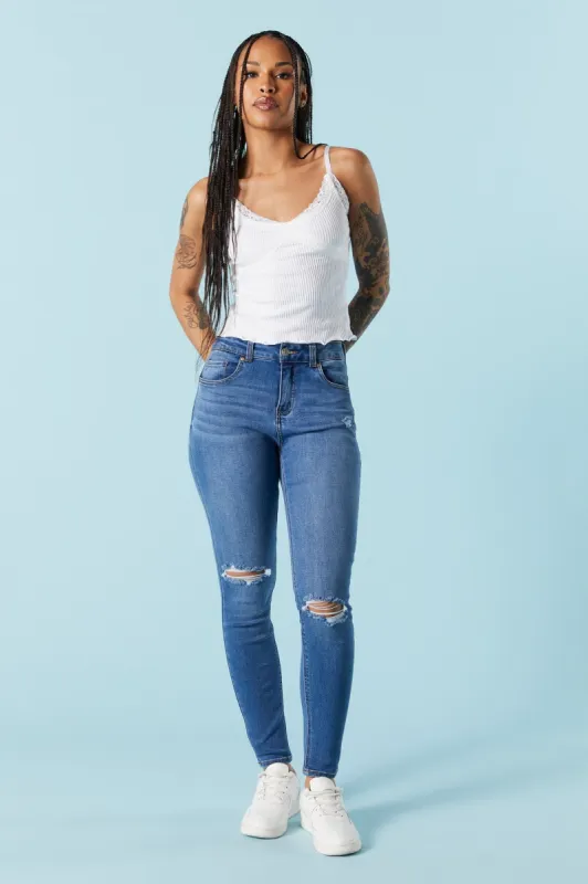 Rio Dark Wash Distressed Skinny Jean made by Urban Planet