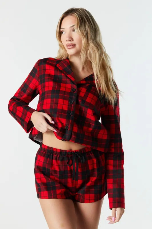 Printed Flannel Pajama Short sold by Urban Planet