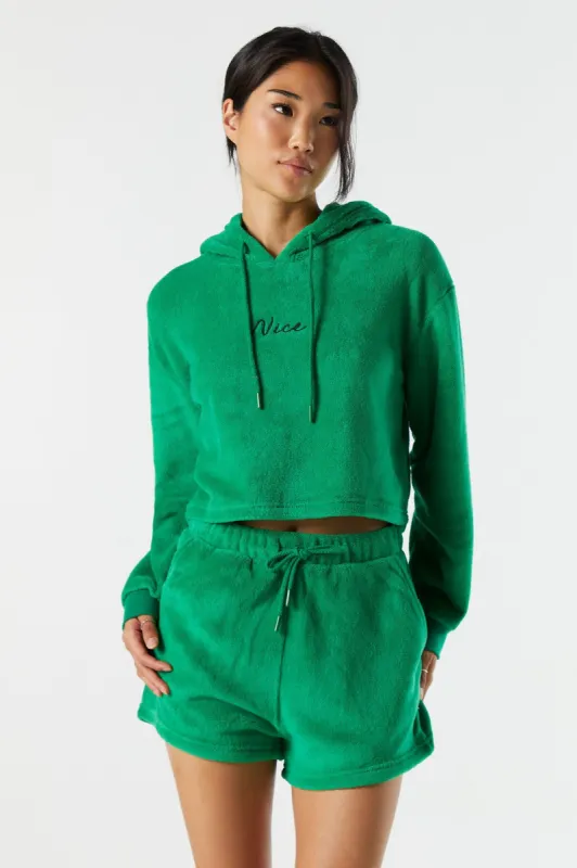 Nice Embroidered Sherpa Pajama Hoodie sold by Urban Planet