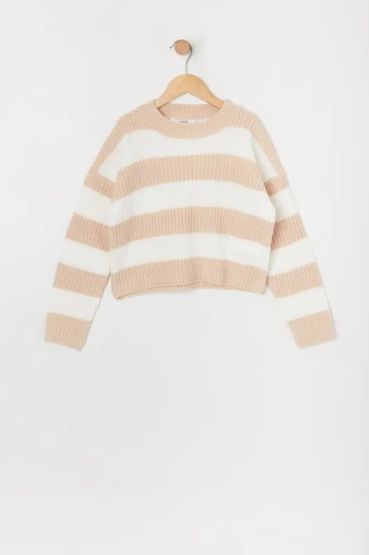 Girls Striped Crew Neck Sweater sold by Urban Planet