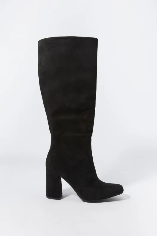 Faux Suede Knee High Heeled Boot sold by Urban Planet