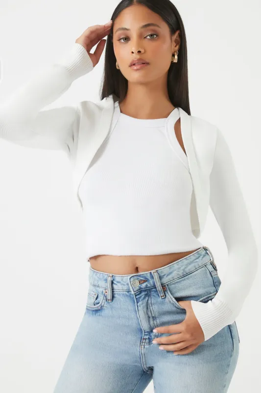 Ribbed Open-Front Shrug Sweater sold by Urban Planet