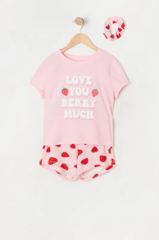 Girls Berry Graphic 3-Piece Pajama Set sold by Urban Planet