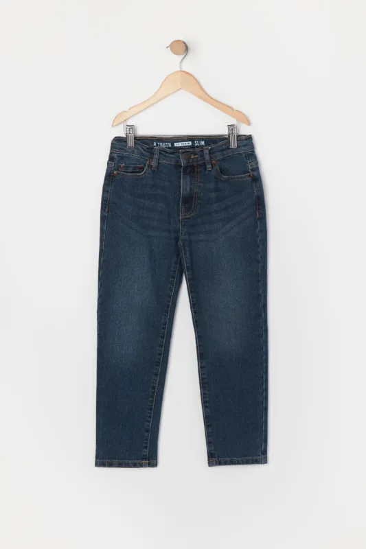 Jean mince en denim délavé foncé pour garçon sold by Urban Planet