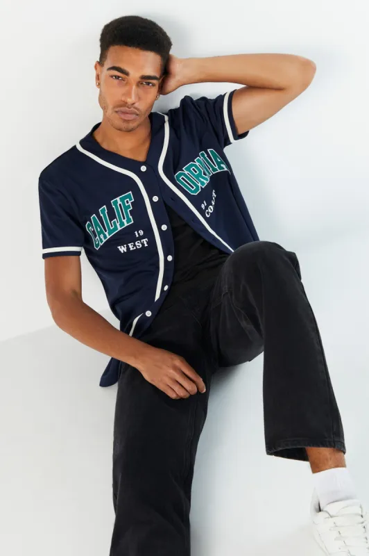 Blue California Graphic Baseball Jersey sold by Urban Planet