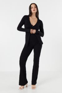 High Rise Ribbed Wide Leg Pant sold by Urban Planet