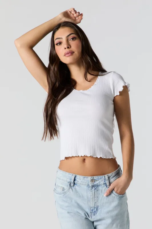 Ribbed Lettuce Trim T-Shirt sold by Urban Planet