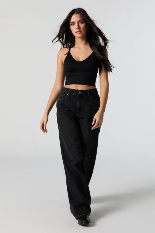 Osaka High-Rise Black Wash Wide Leg Jean sold by Urban Planet