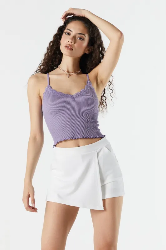 V-Neck Ribbed Lace Trim Cami sold by Urban Planet